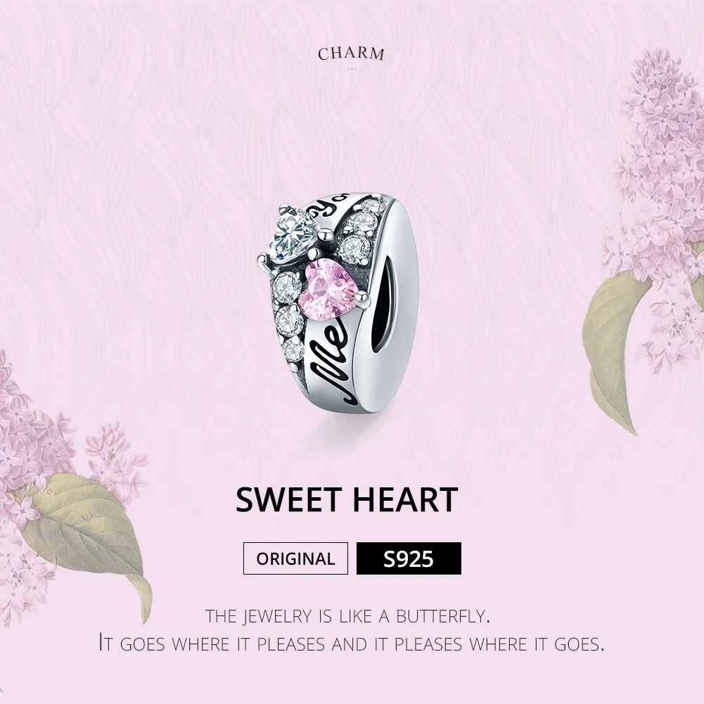 Pandora Style Sølv Sweet Heart Spacer Charm - BSC283