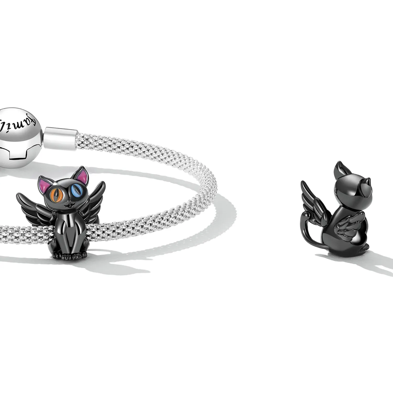 Pandora Style Angel Cat Charm - SCC2299-BK