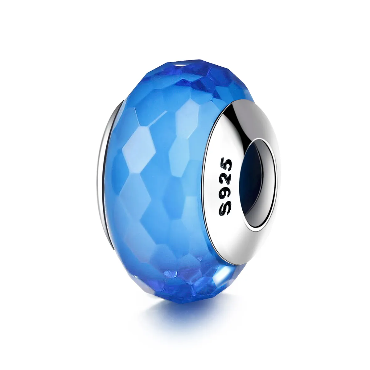 pandora style blå fasett murano glass perle charm scz037