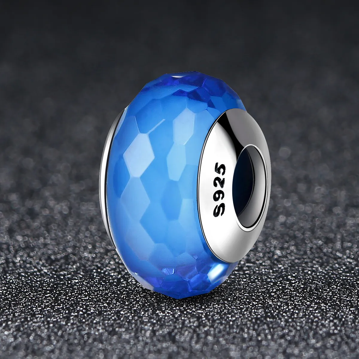 Pandora Style Blå Fasett Murano Glass Perle Charm - SCZ037