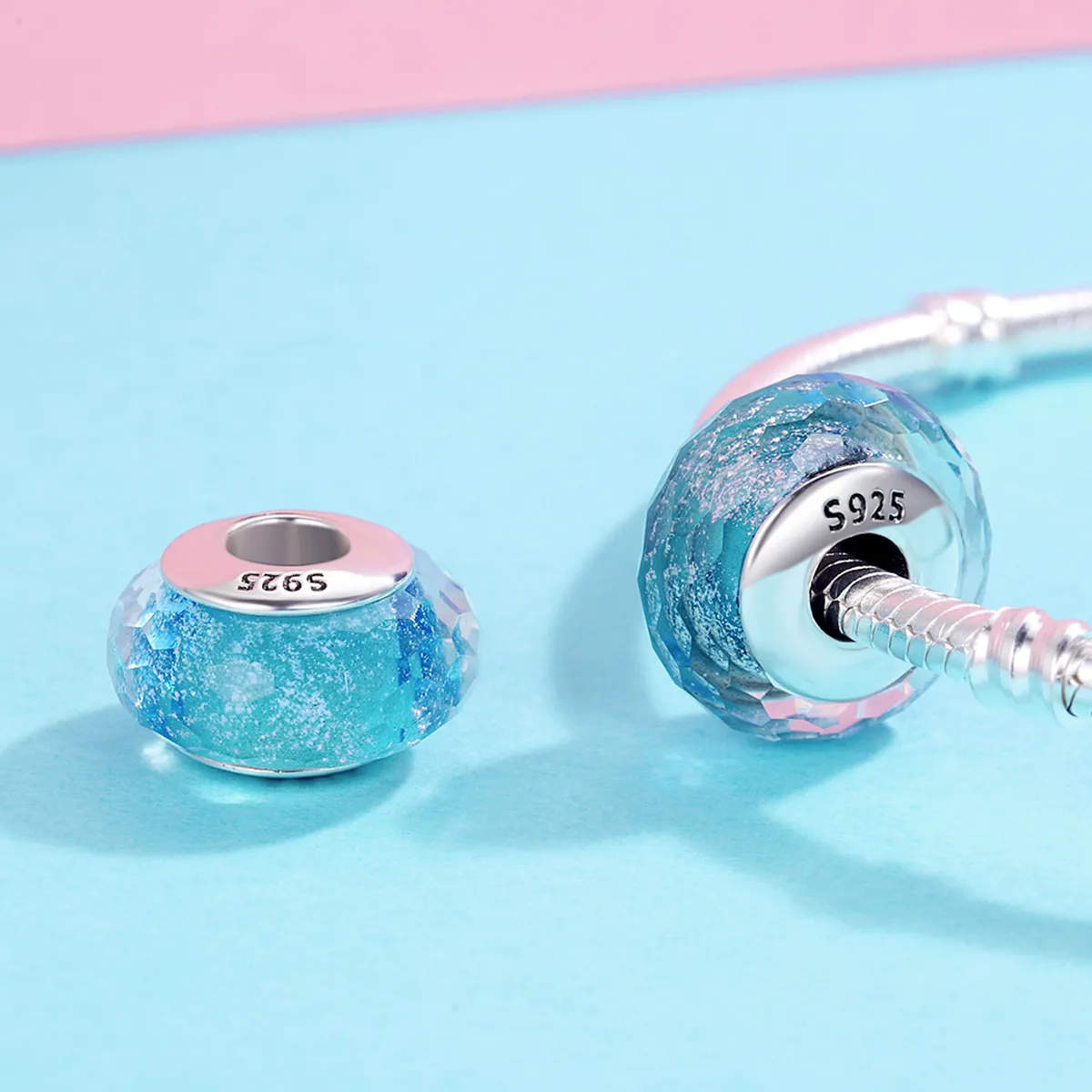 Pandora Style Blå Murano Glassperle Charm - SCZ054