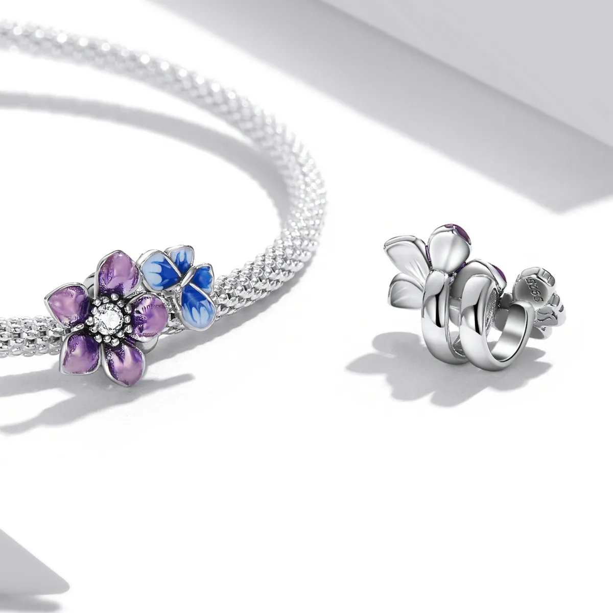 Pandora Style Butterfly Flower Charm - SCC2094