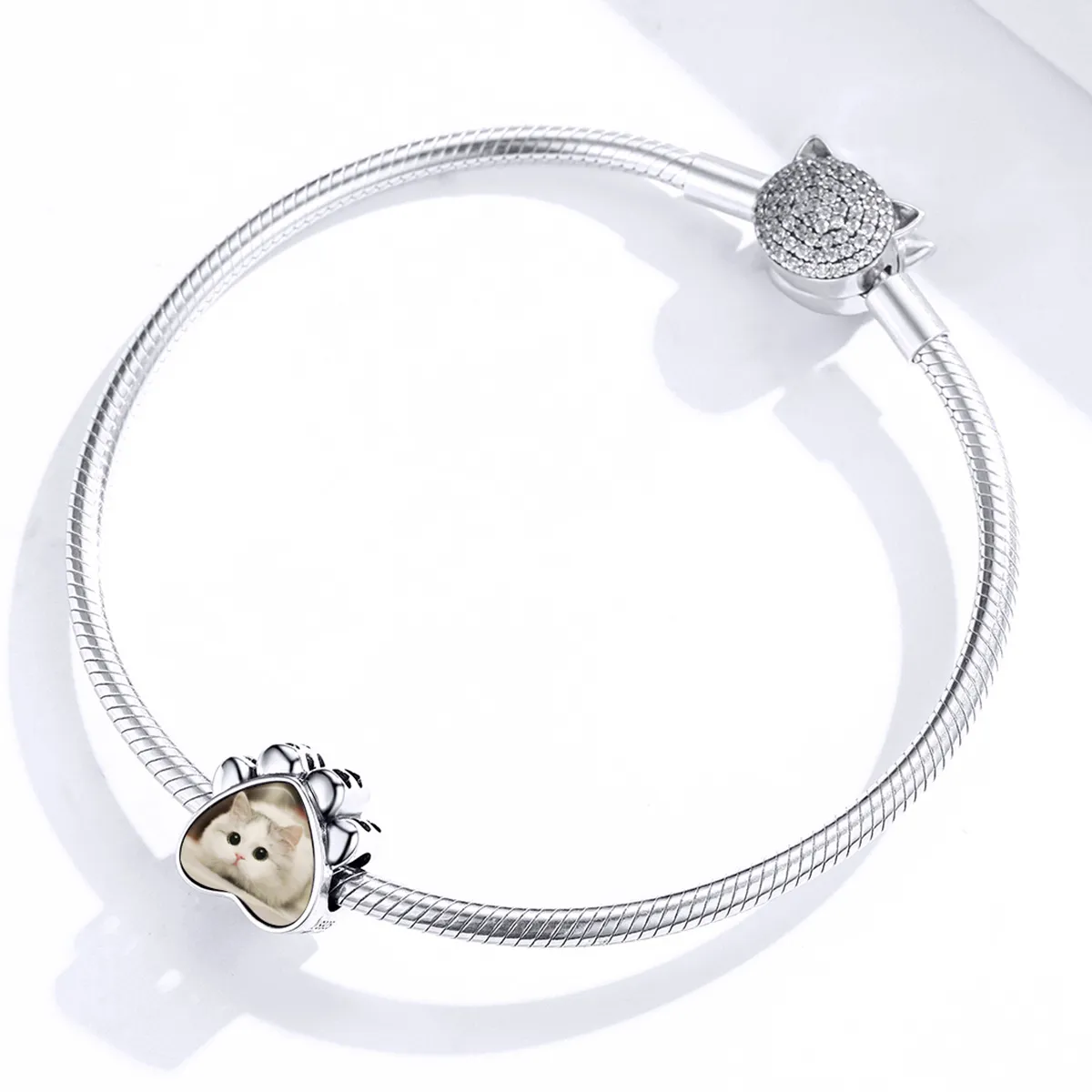 Pandora Style Cat Paw Personlig fotosmykke - SCC1436