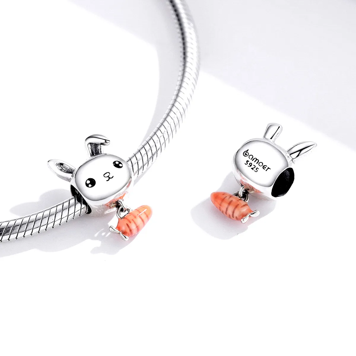 Pandora Style Cute Rabbit Gulrot Charm - BSC272