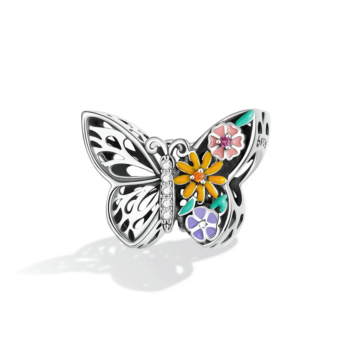 Pandora Style Flower Butterfly Charm - BSC588