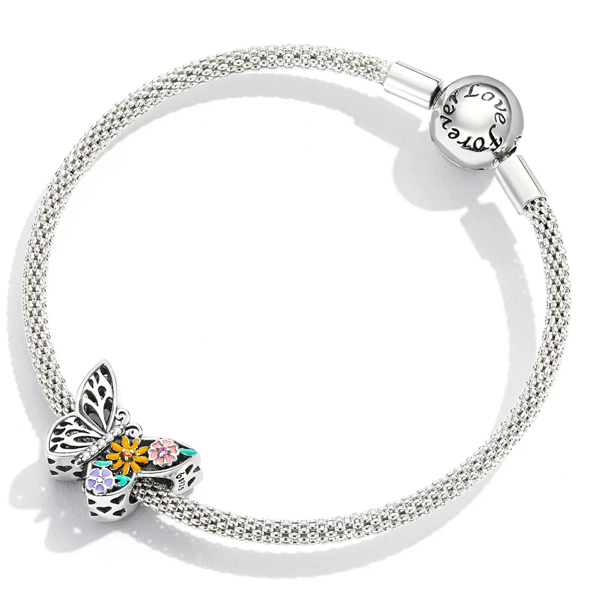 Pandora Style Flower Butterfly Charm - BSC588