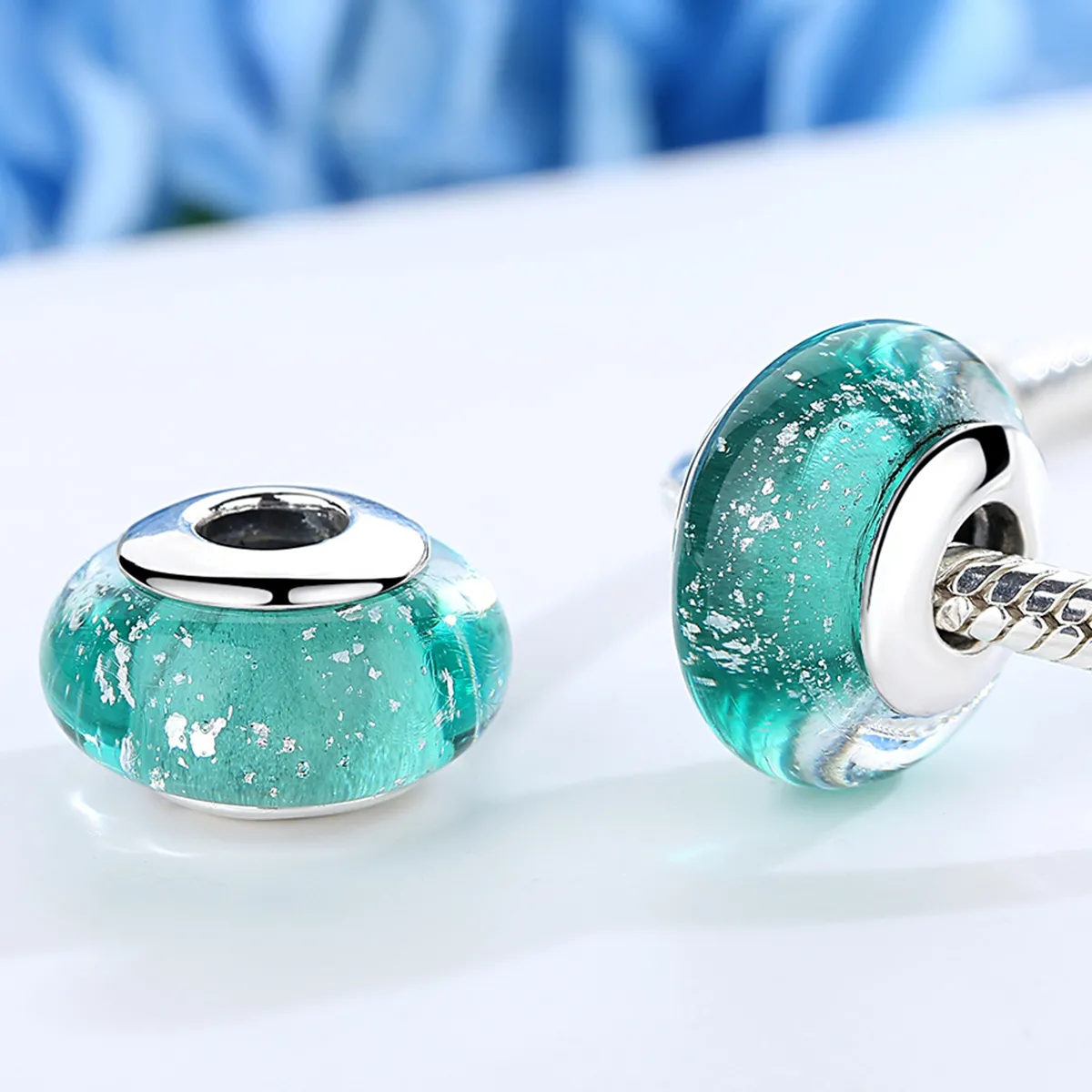 Pandora Style Grønn Murano Glass Charm - SCZ021