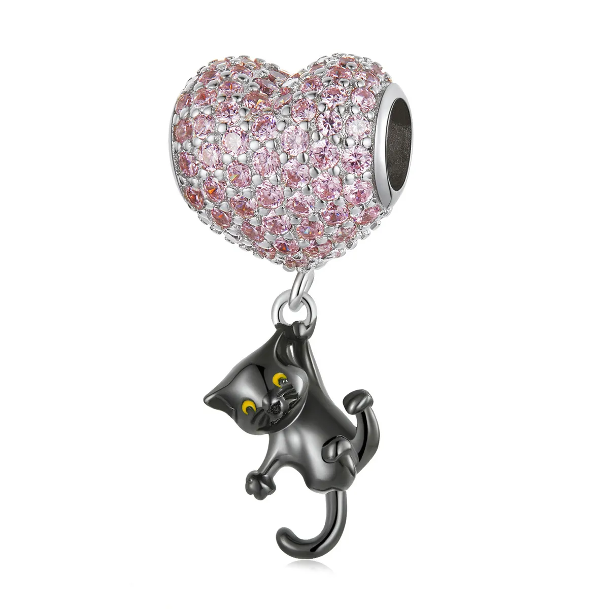 Pandora Style Love Balloon Black Cat Charm - SCC2115