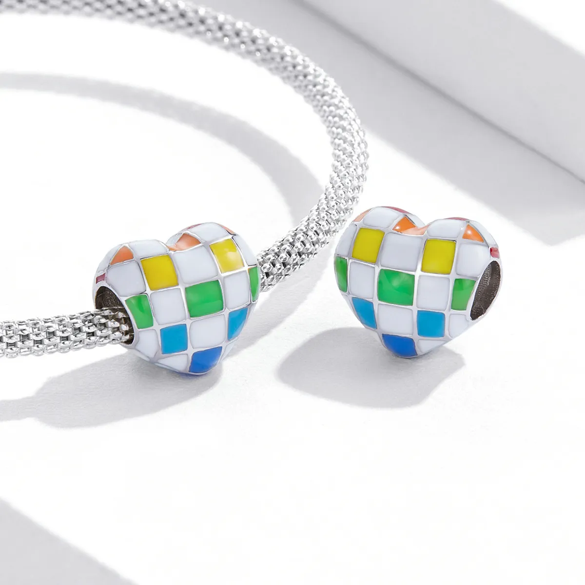 Pandora Style Love Rainbow Checkerboard Charm - SCC2131