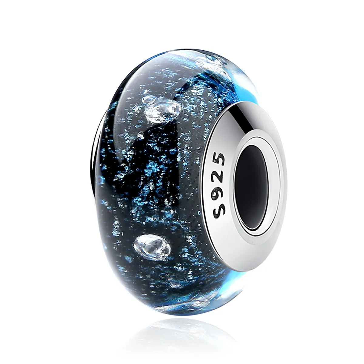 Pandora Style Midnight Bubbling med gjenget Murano Glass Charm - SCZ028