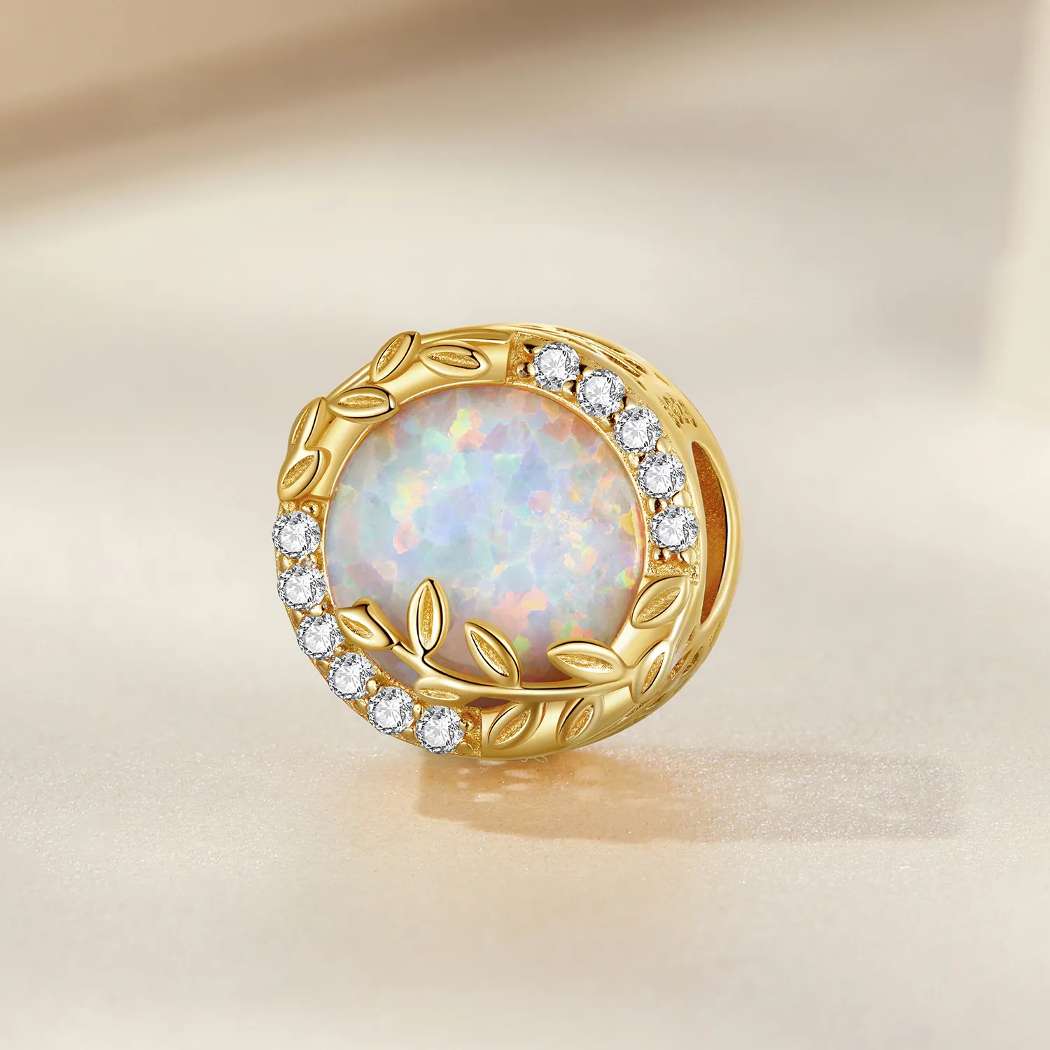 Pandora Style Opal Leaf Charm - BSC671