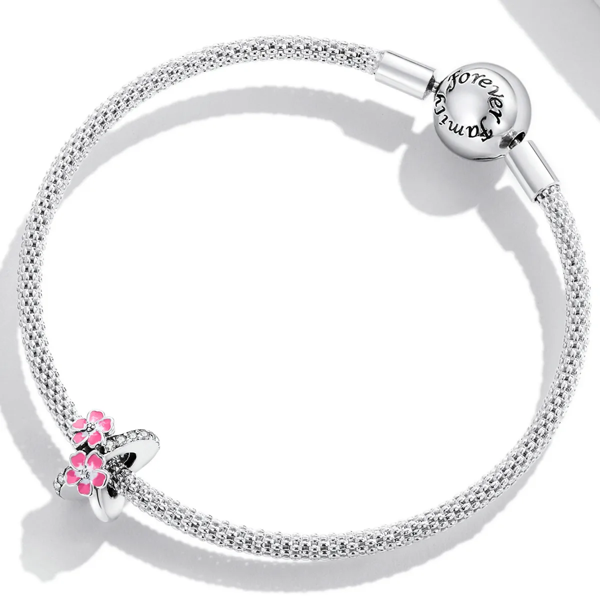 Pandora Style Pink Flowers Spacer Charm - SCC2139