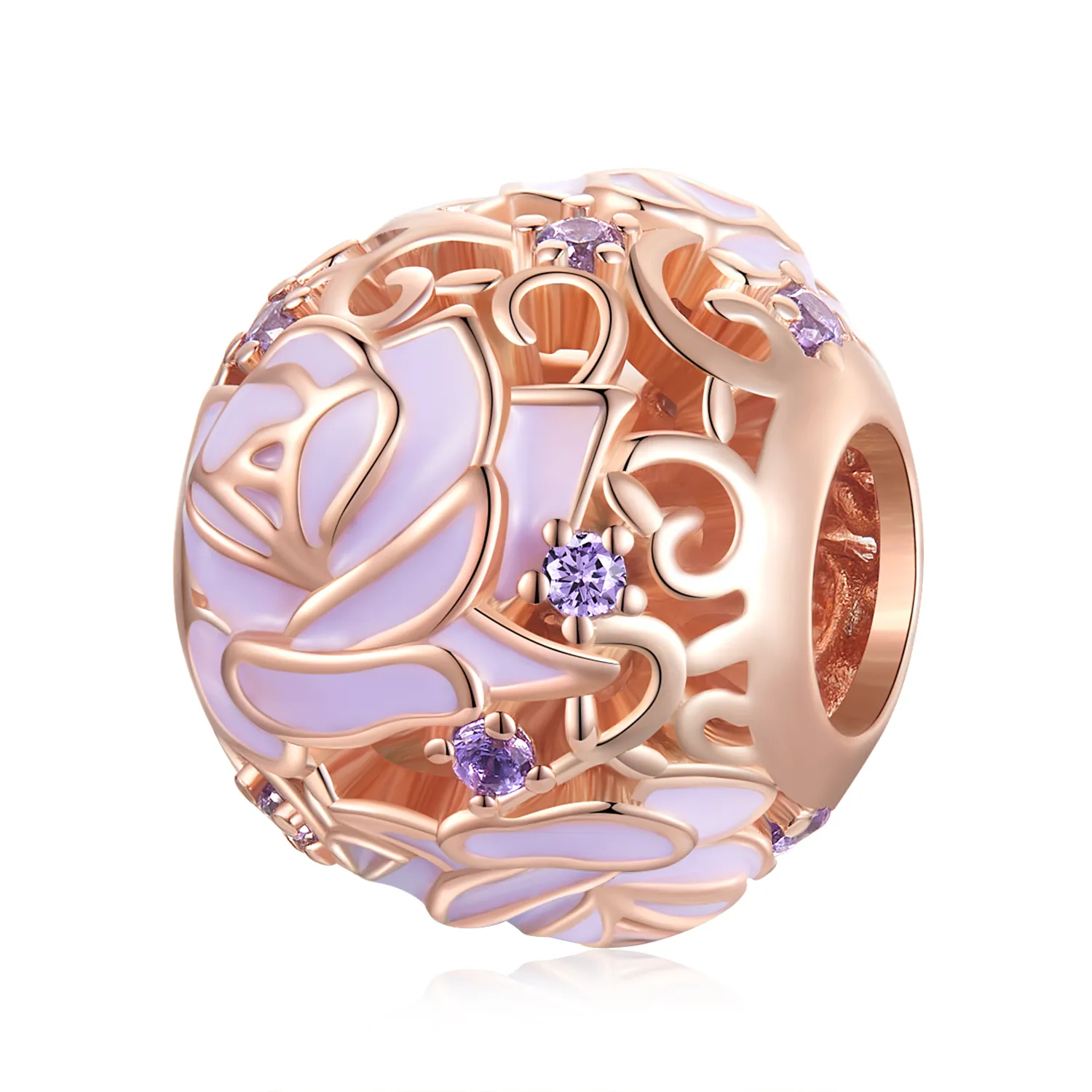 pandora style purple rose charm bsc644