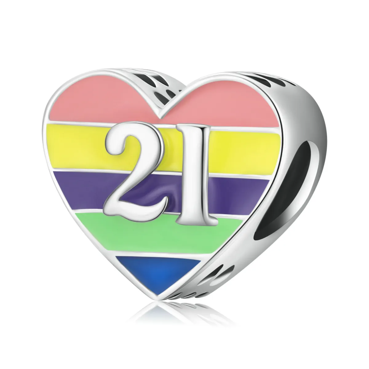 Pandora Style Rainbow Heart Charm - BSC548