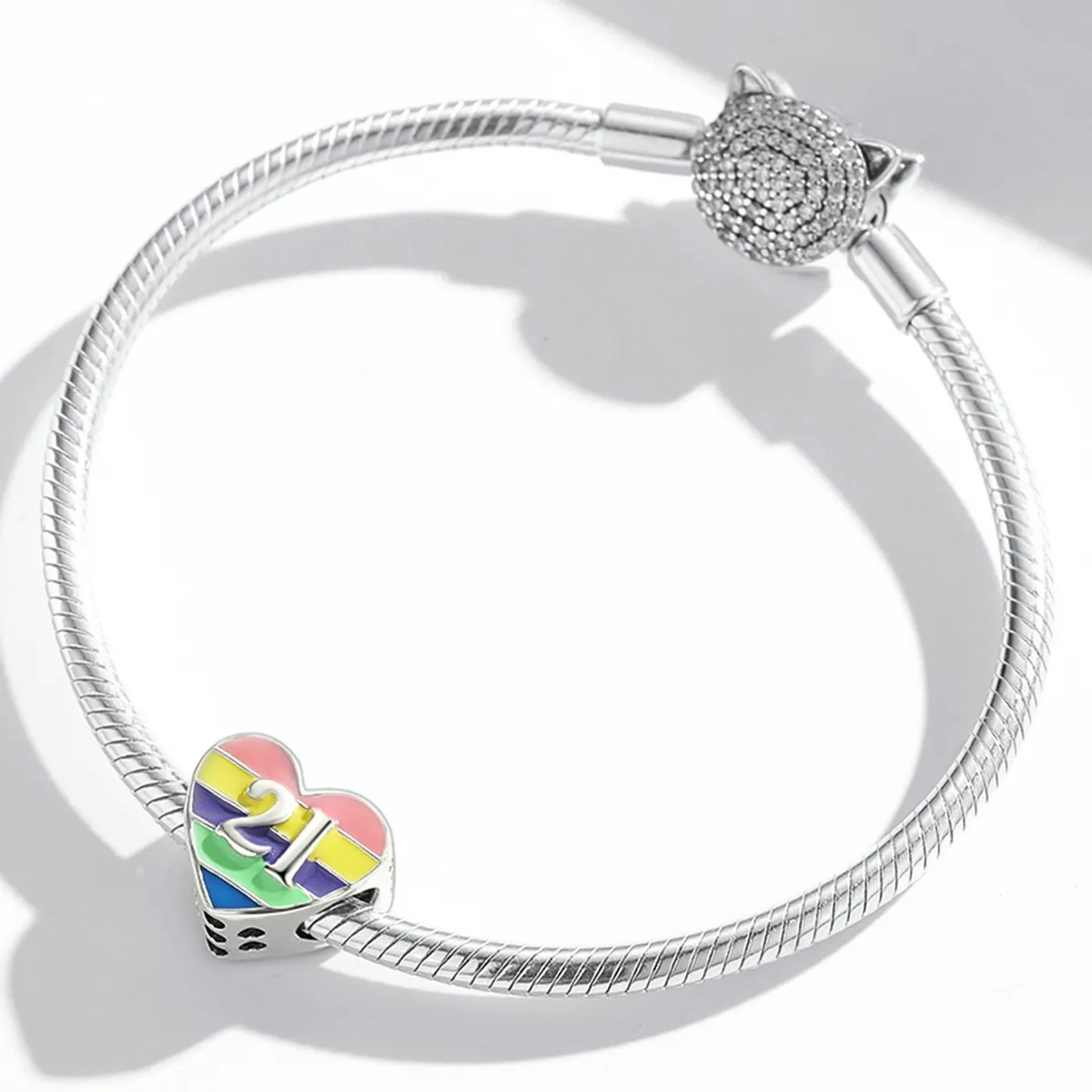 Pandora Style Rainbow Heart Charm - BSC548