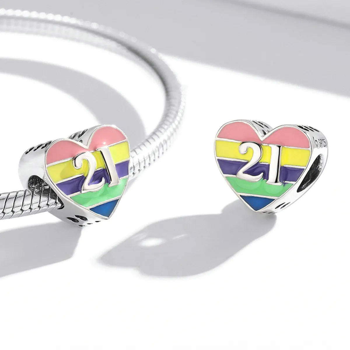 Pandora Style Rainbow Heart Charm - BSC548