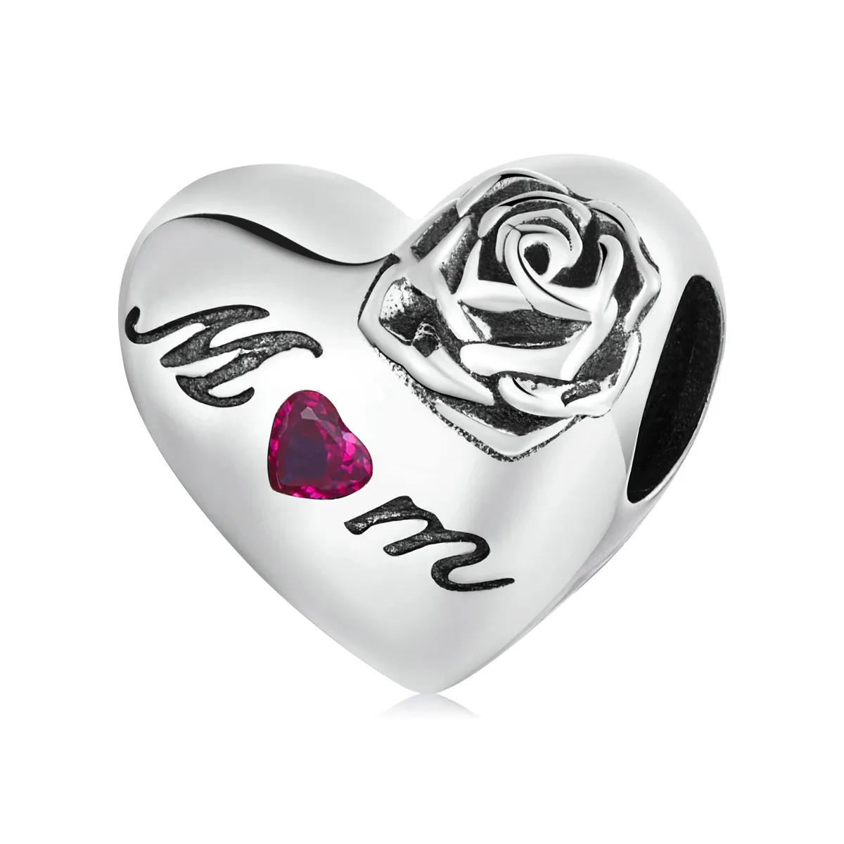 Pandora Style Rose Heart Charm - SCC2072