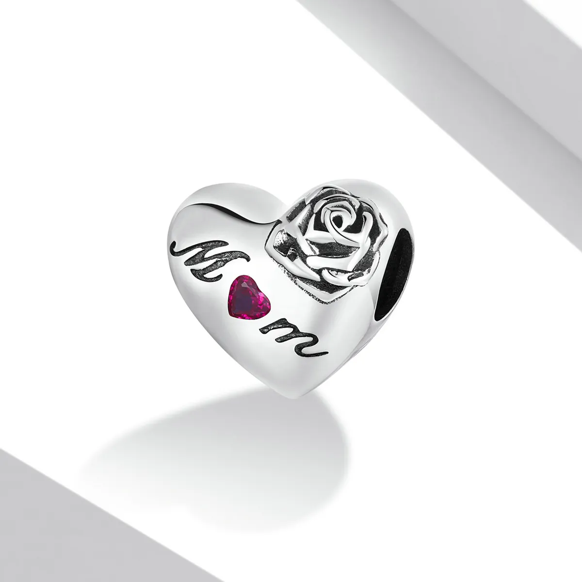 Pandora Style Rose Heart Charm - SCC2072