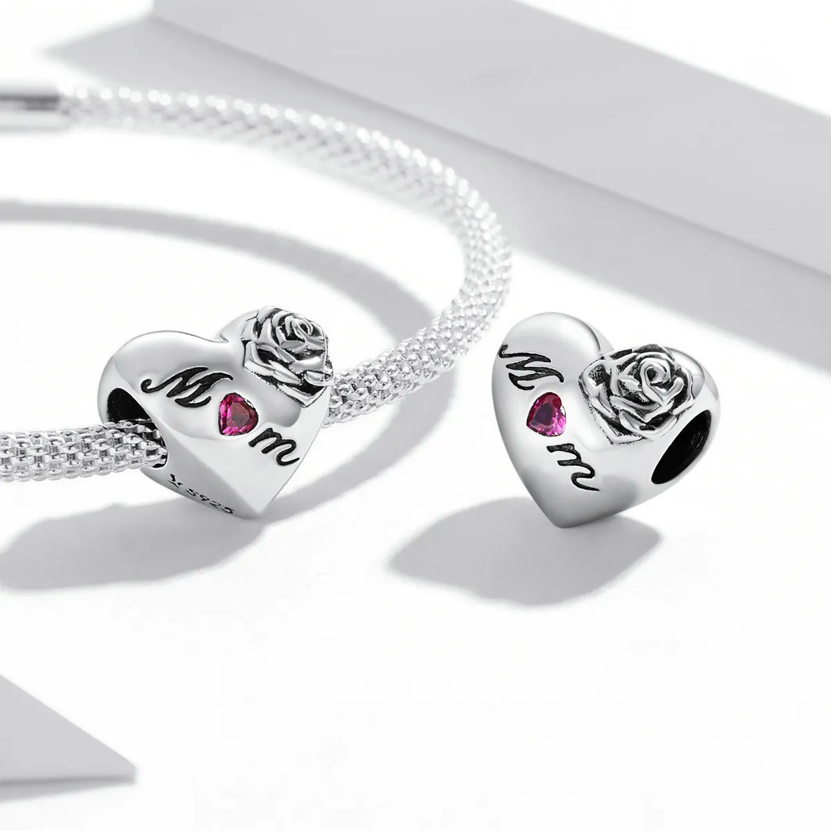 Pandora Style Rose Heart Charm - SCC2072