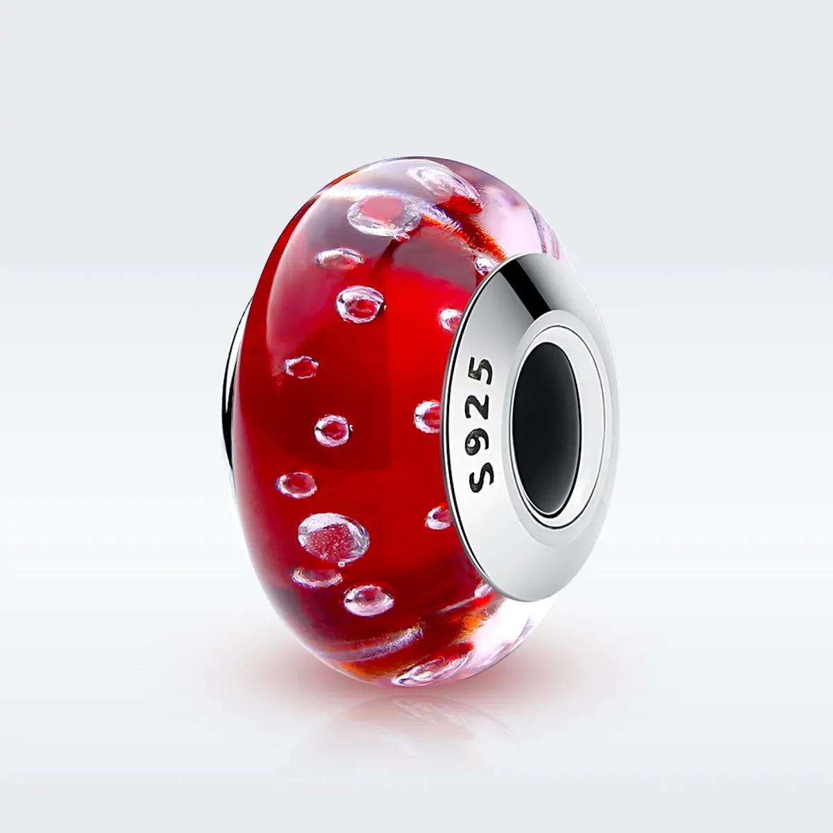 pandora style rød murano glass charm scz027