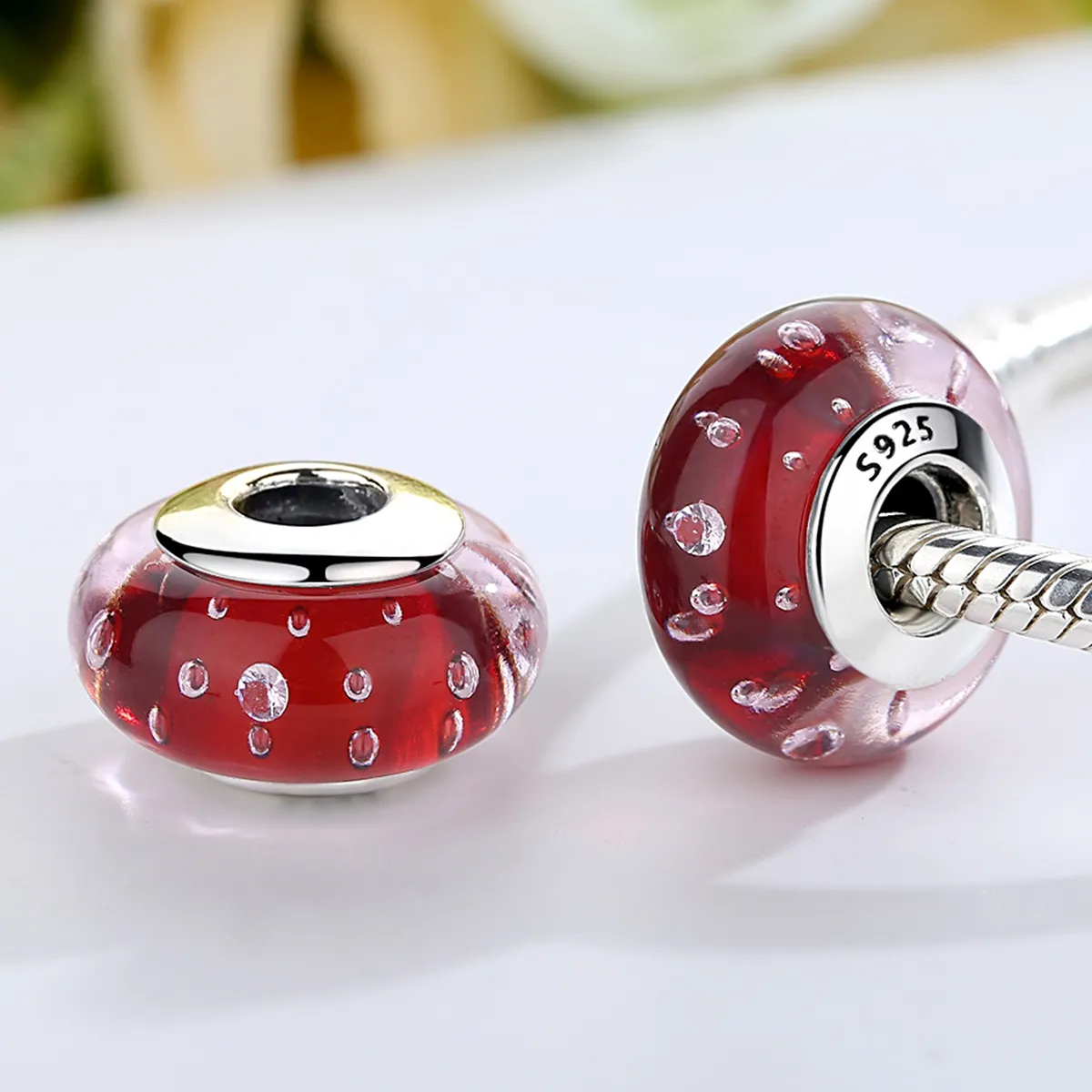 Pandora Style Rød Murano Glass Charm - SCZ027