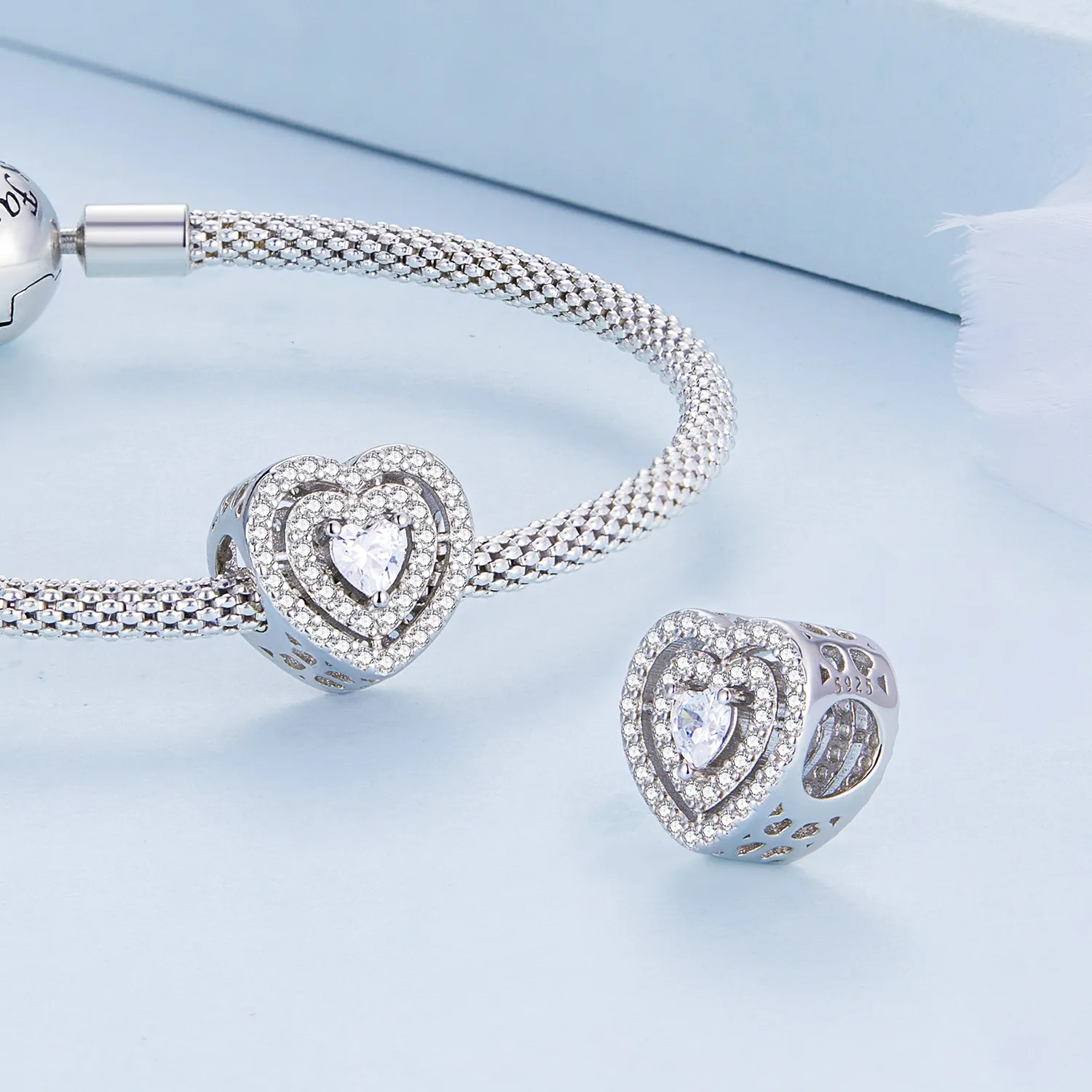 Pandora Style Shining Heart Charm - BSC662