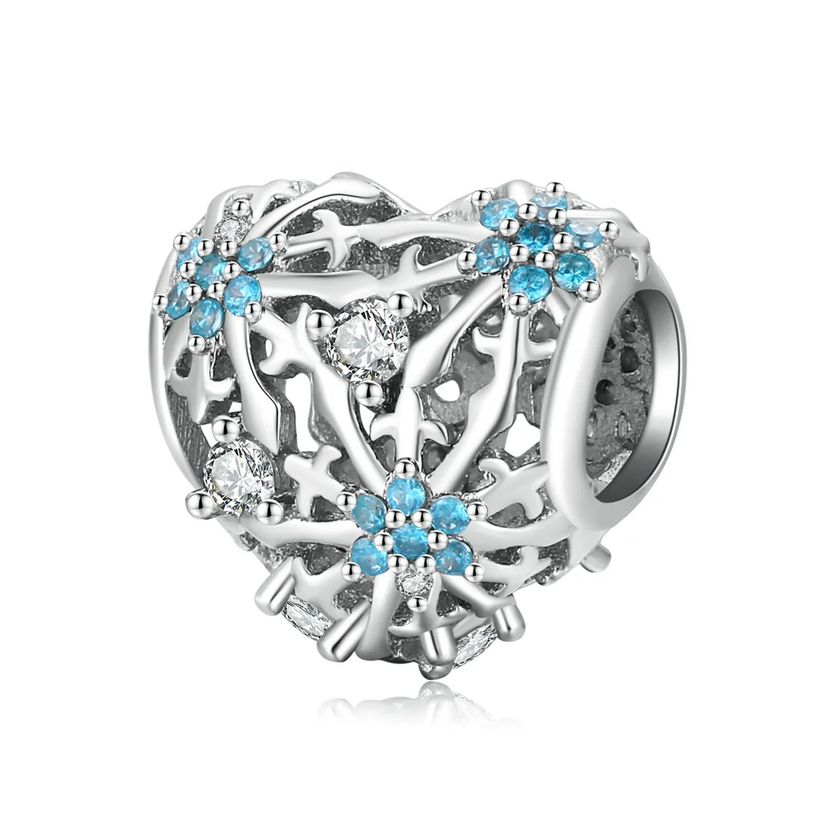 Pandora Style Snowflake Heart Charm - BSC530