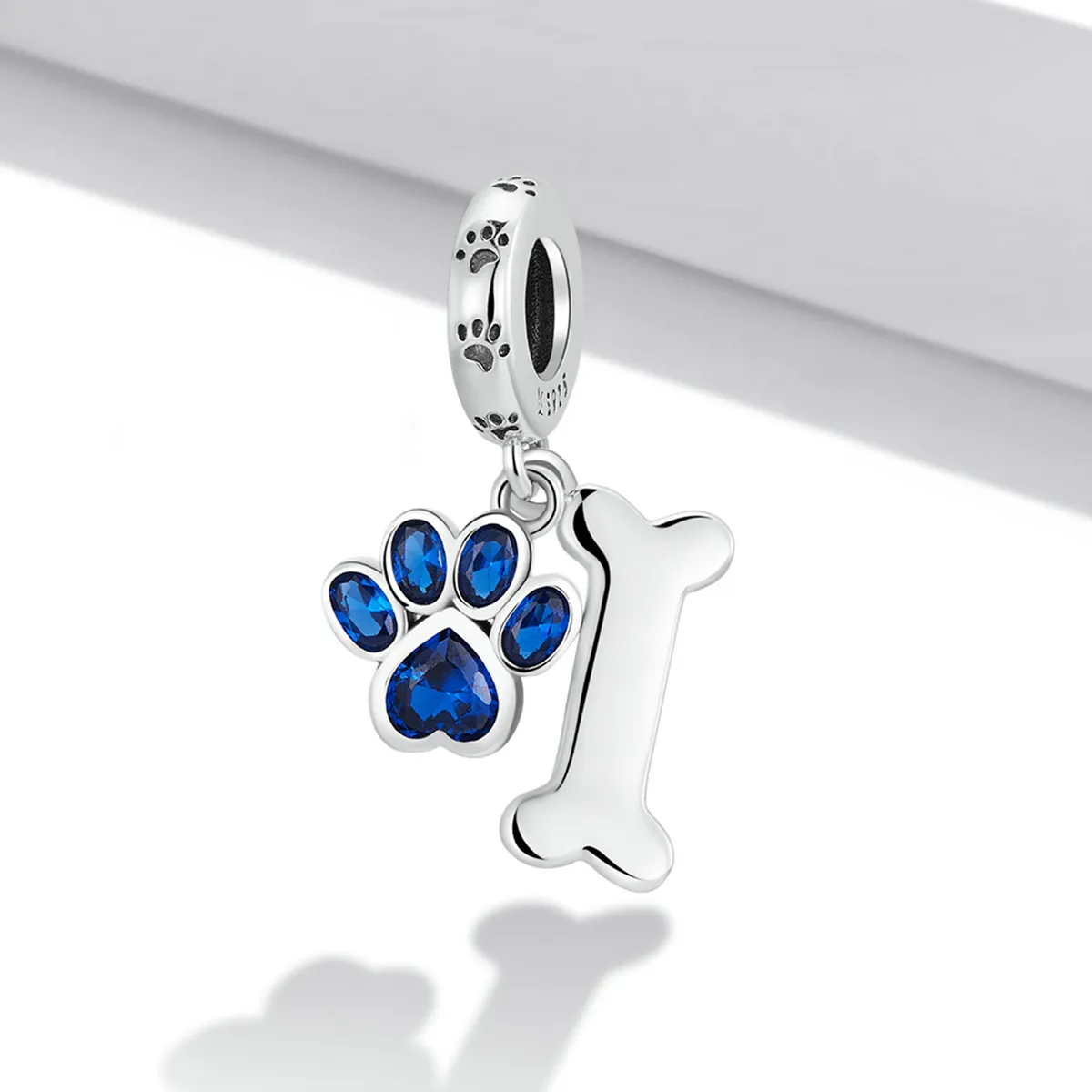 Pandora Style Dog Paw Bone Dingle - SCC2127