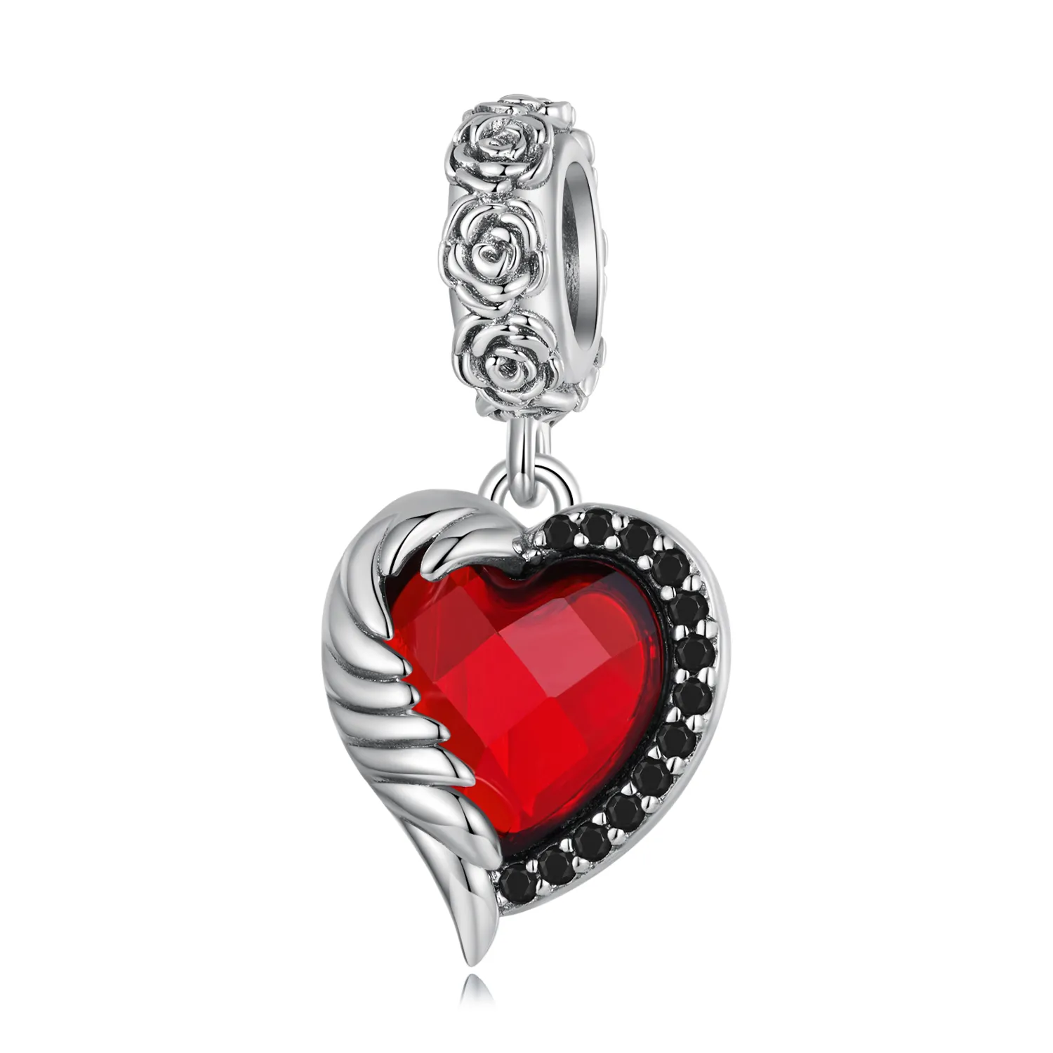 Pandora Style Heart of Roses Dangle - SCC2406