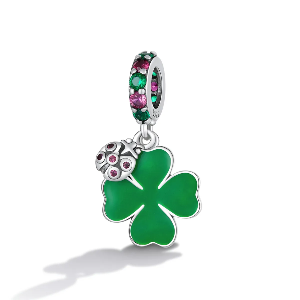 Pandora Style Ladybug Clover Dangle - SCC2187