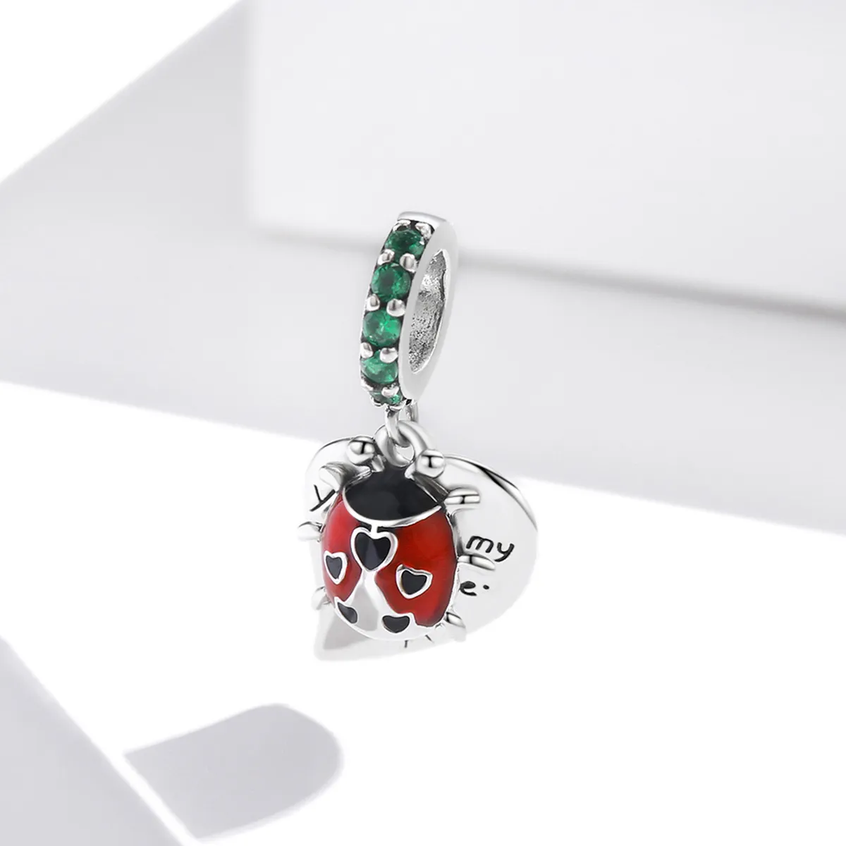 Pandora Style Ladybug med blader dingler - BSC492