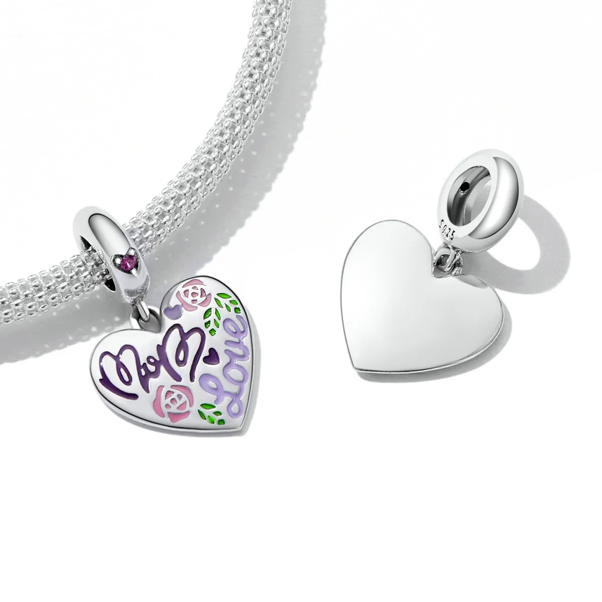 Pandora Style Morsdag - Fargerike graffitihjerter Dangle - BSC594