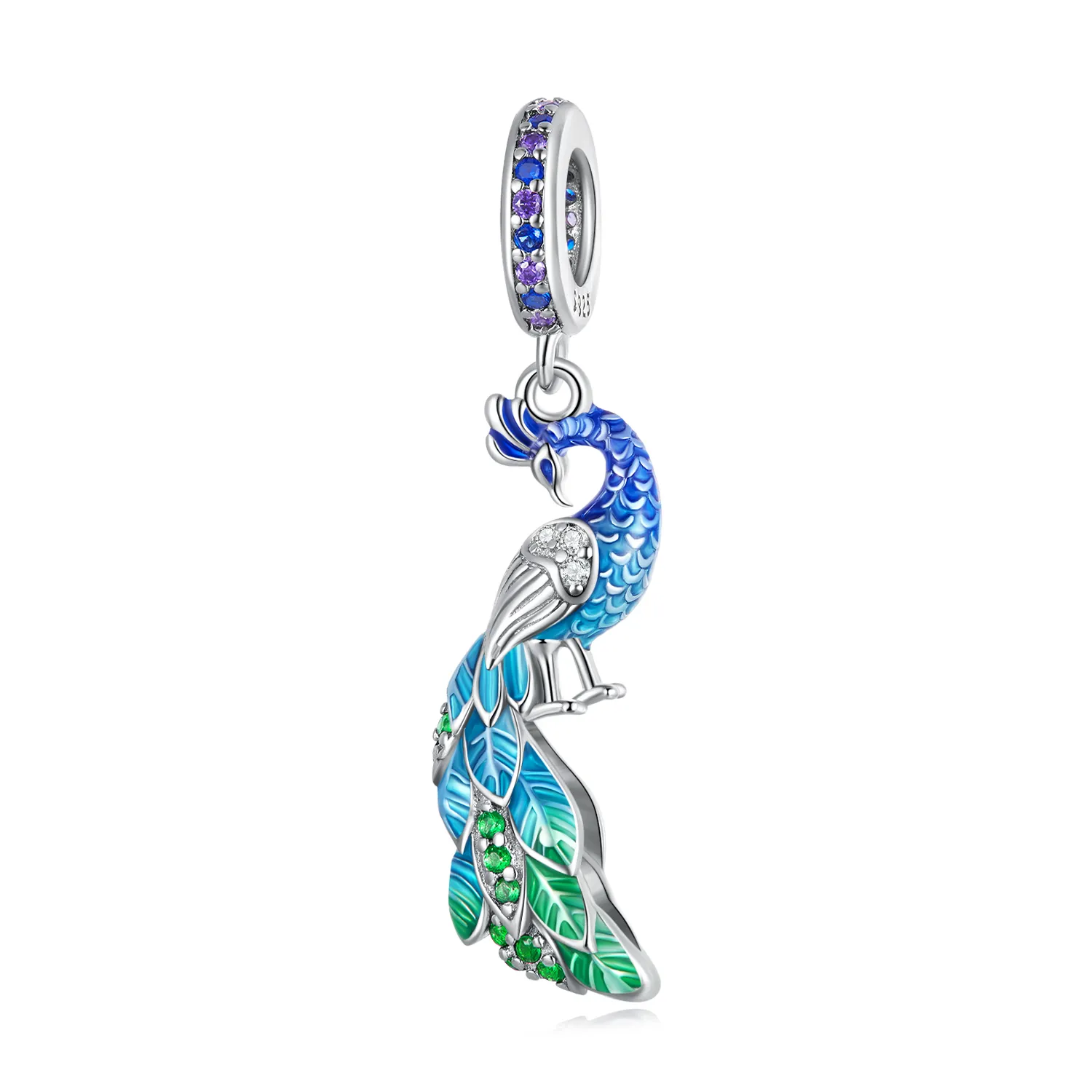 Pandora Style Peacock Dangle - BSC696