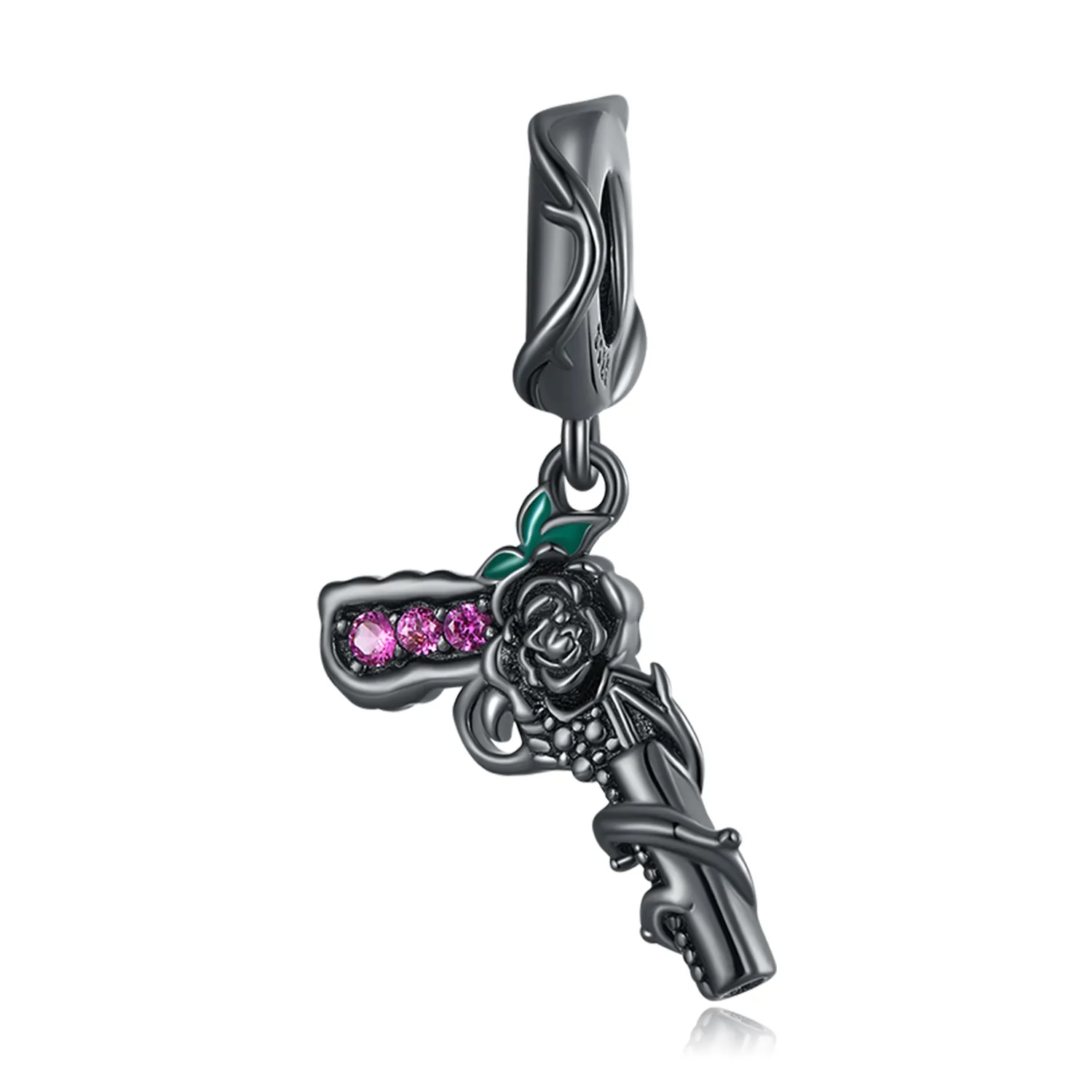 pandora style rose pistol dangle scc2241