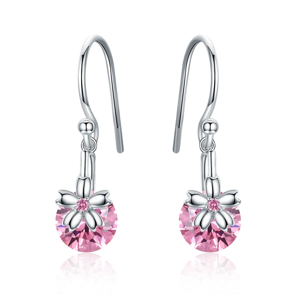 Pandora Style Cherry Blossoms Hanging Earrings - BSE039