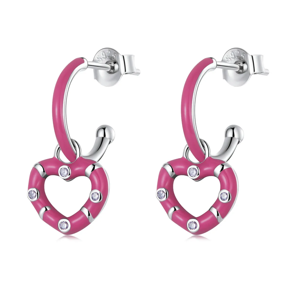 pandora style simple love hengende øredobber bse596