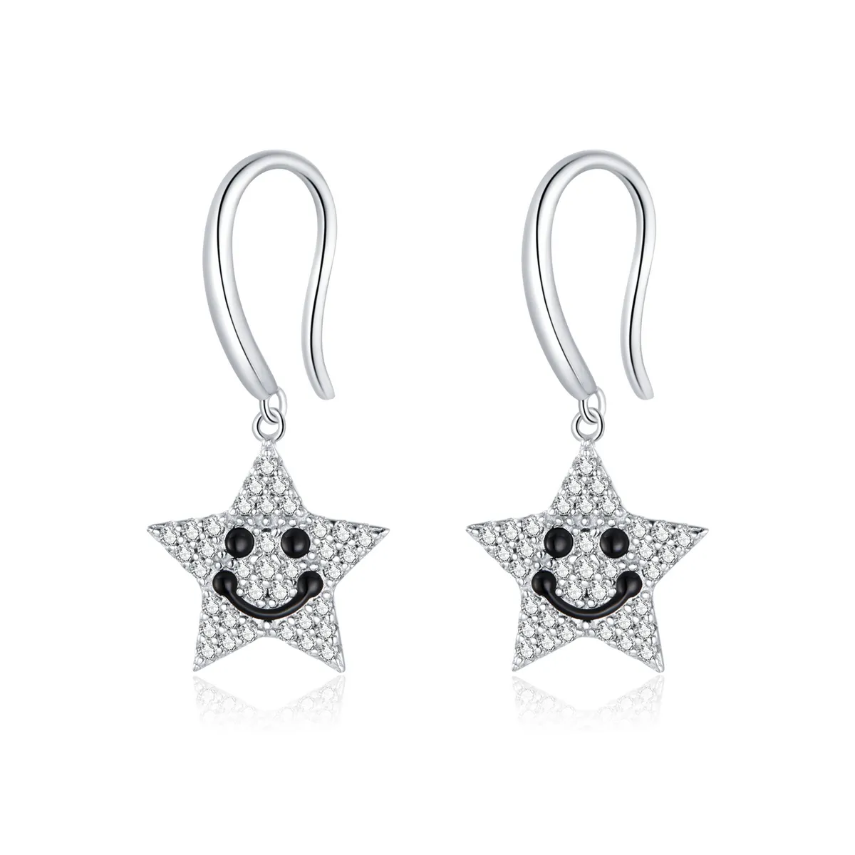 pandora style smile star hengende øredobber sce946