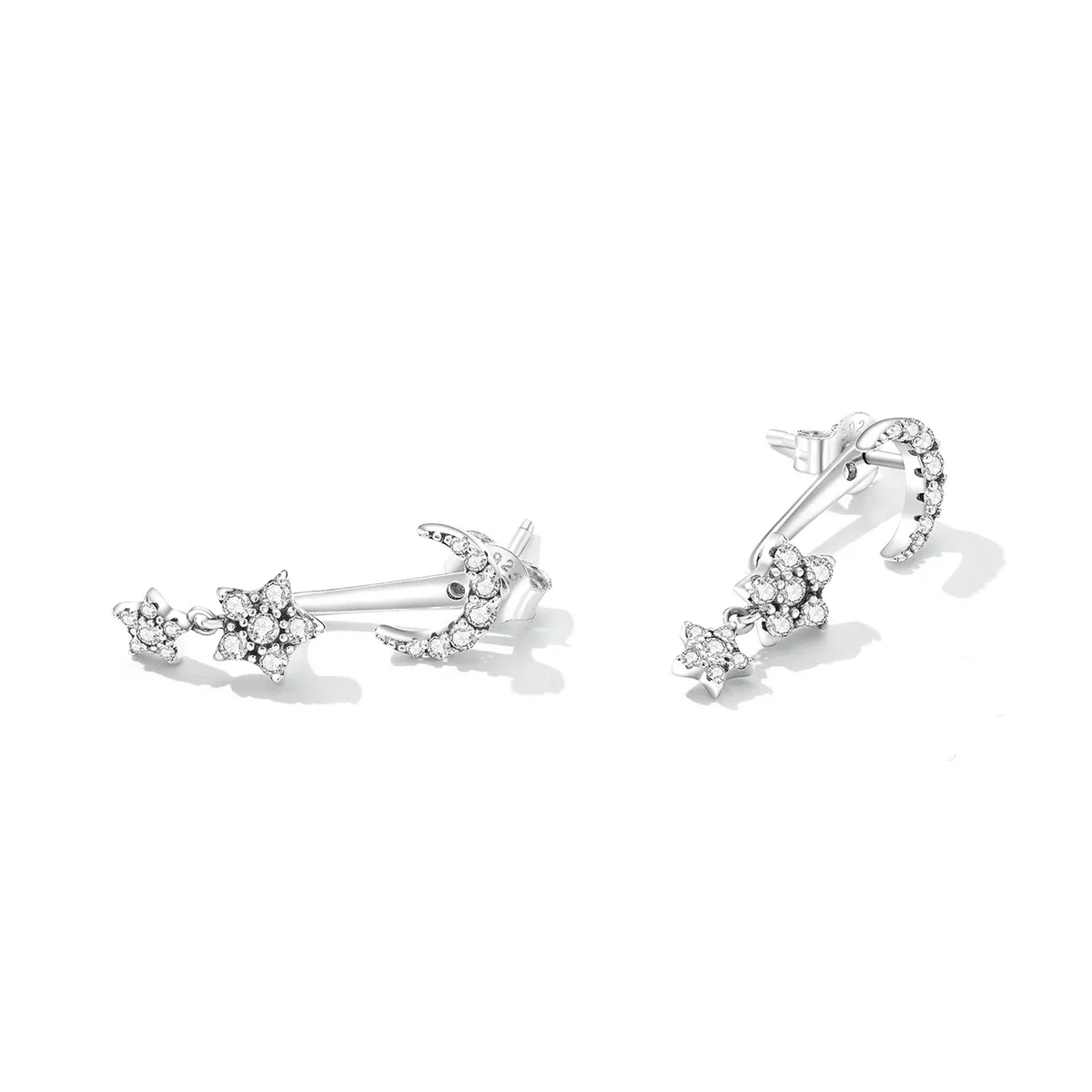 Pandora Style Exquisite Star and Moon Hanging Earrings - SCE1395