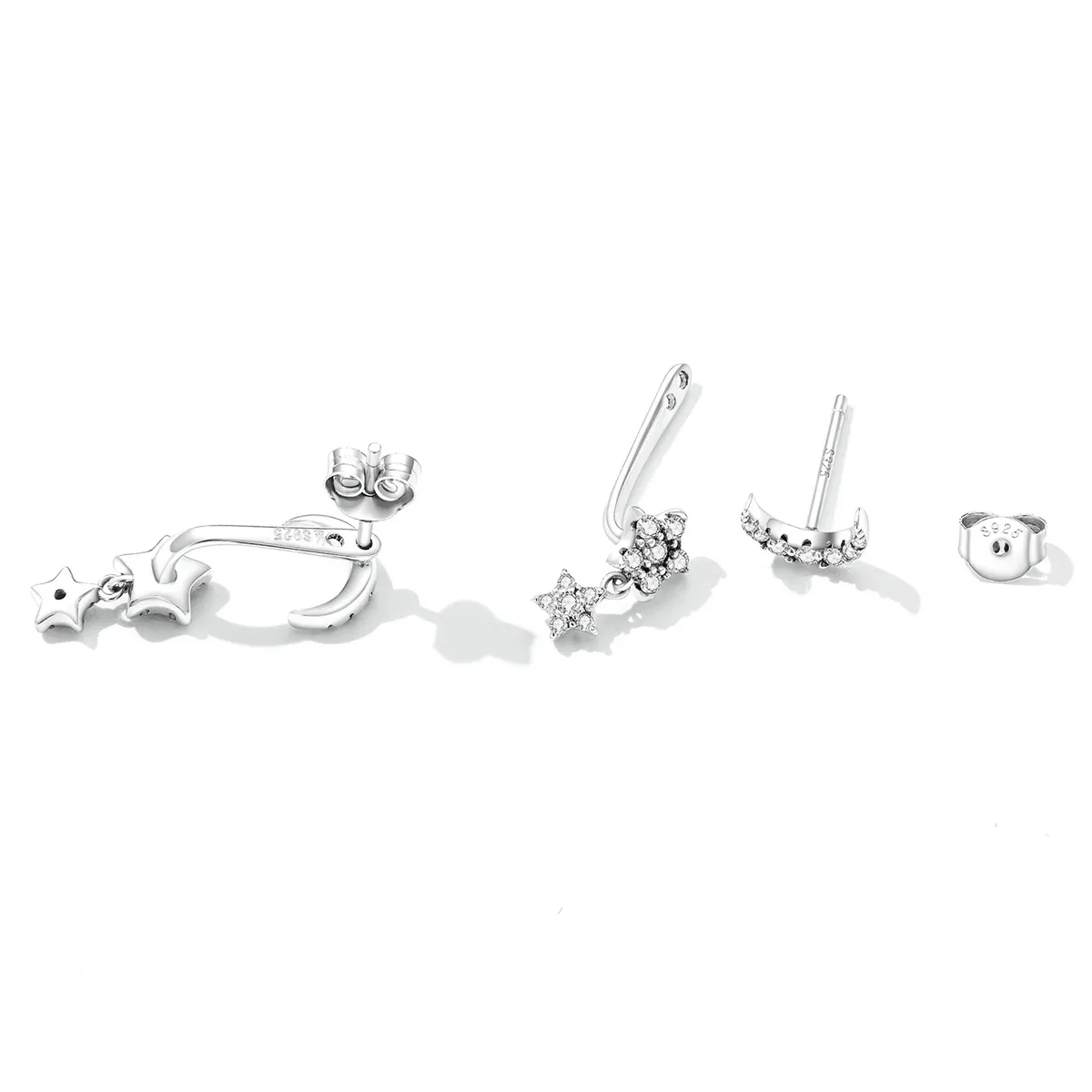 Pandora Style Exquisite Star and Moon Hanging Earrings - SCE1395