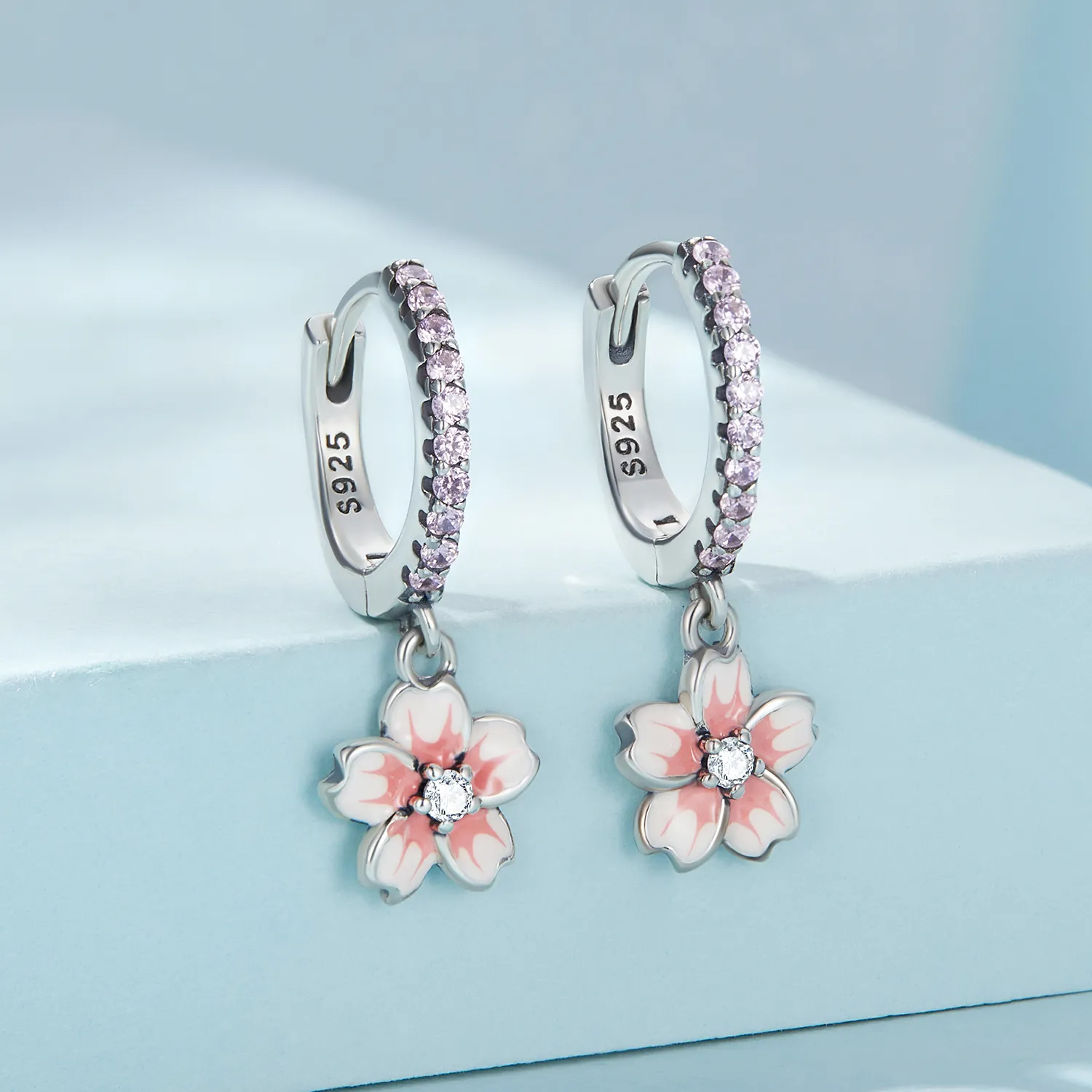 Pandora Style Cherry Blossoms Hoop øredobber - SCE1509