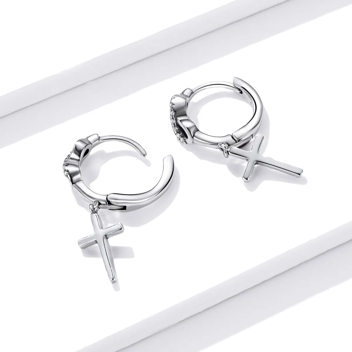 Pandora Style Creative Cross Hoop øredobber - BSE474