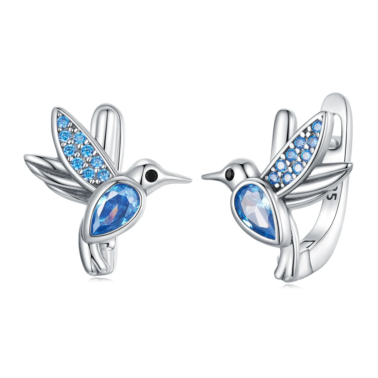 pandora style hummingbird hoop øredobber sce1503