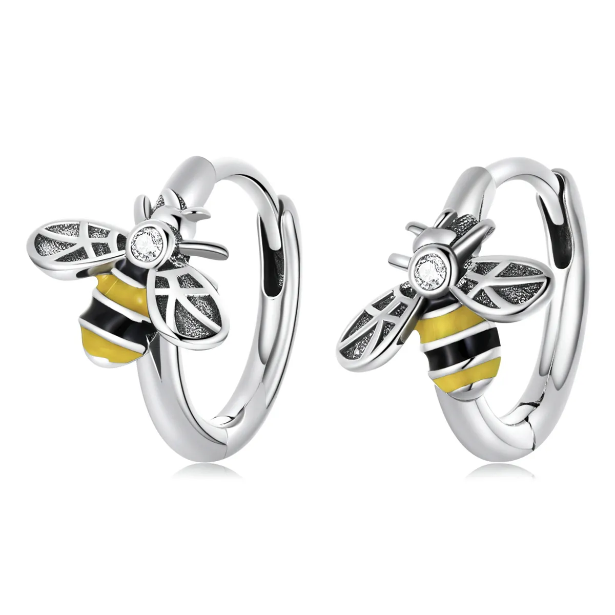 Pandora Style Mini Bee Hoop øredobber - SCE1337