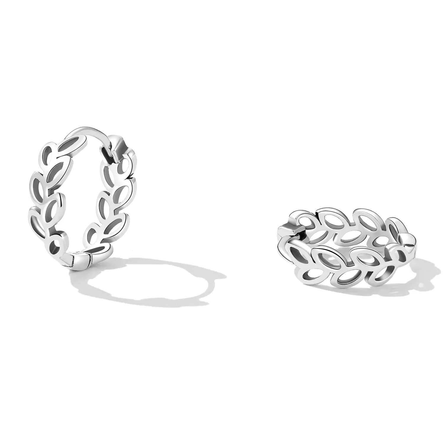 Pandora Style Openwork Out Leaves Hoop øredobber - SCE1461