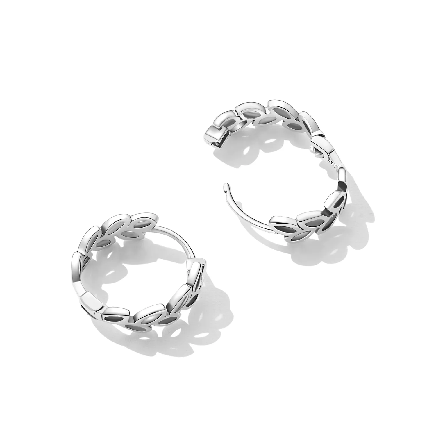 Pandora Style Openwork Out Leaves Hoop øredobber - SCE1461