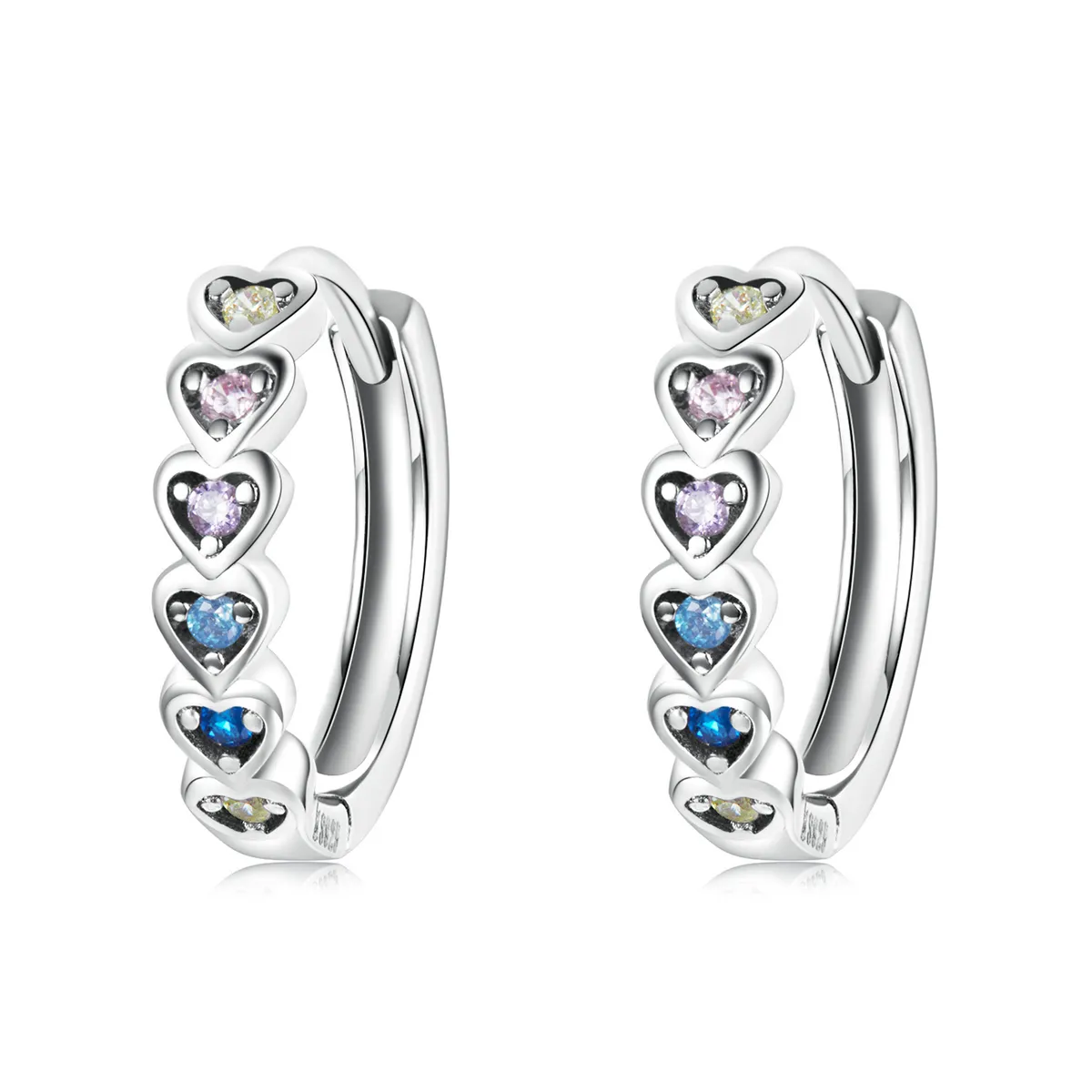 Pandora Style Rainbow Heart Hoop øredobber - SCE1275