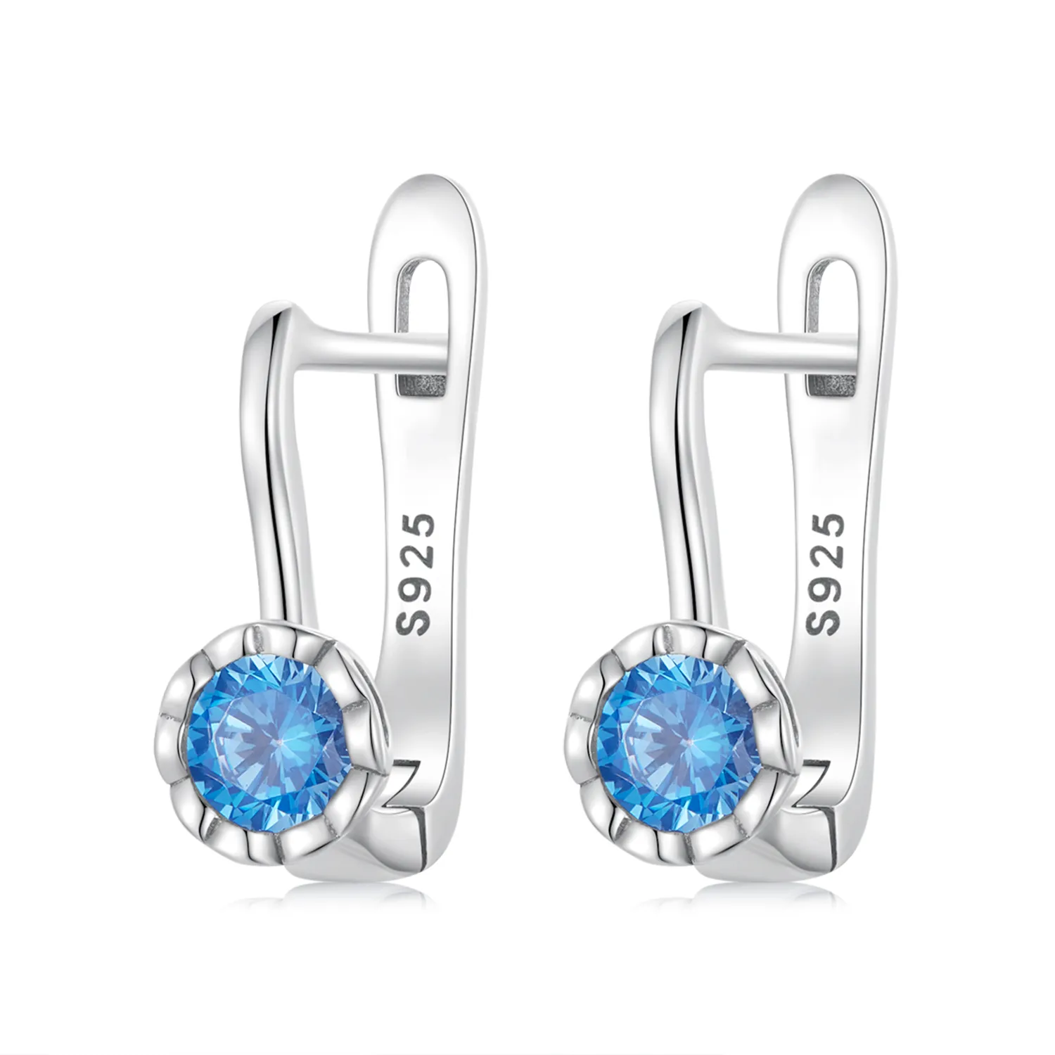 Pandora Style Simple Blue Zirconium Hoop øredobber - BSE686