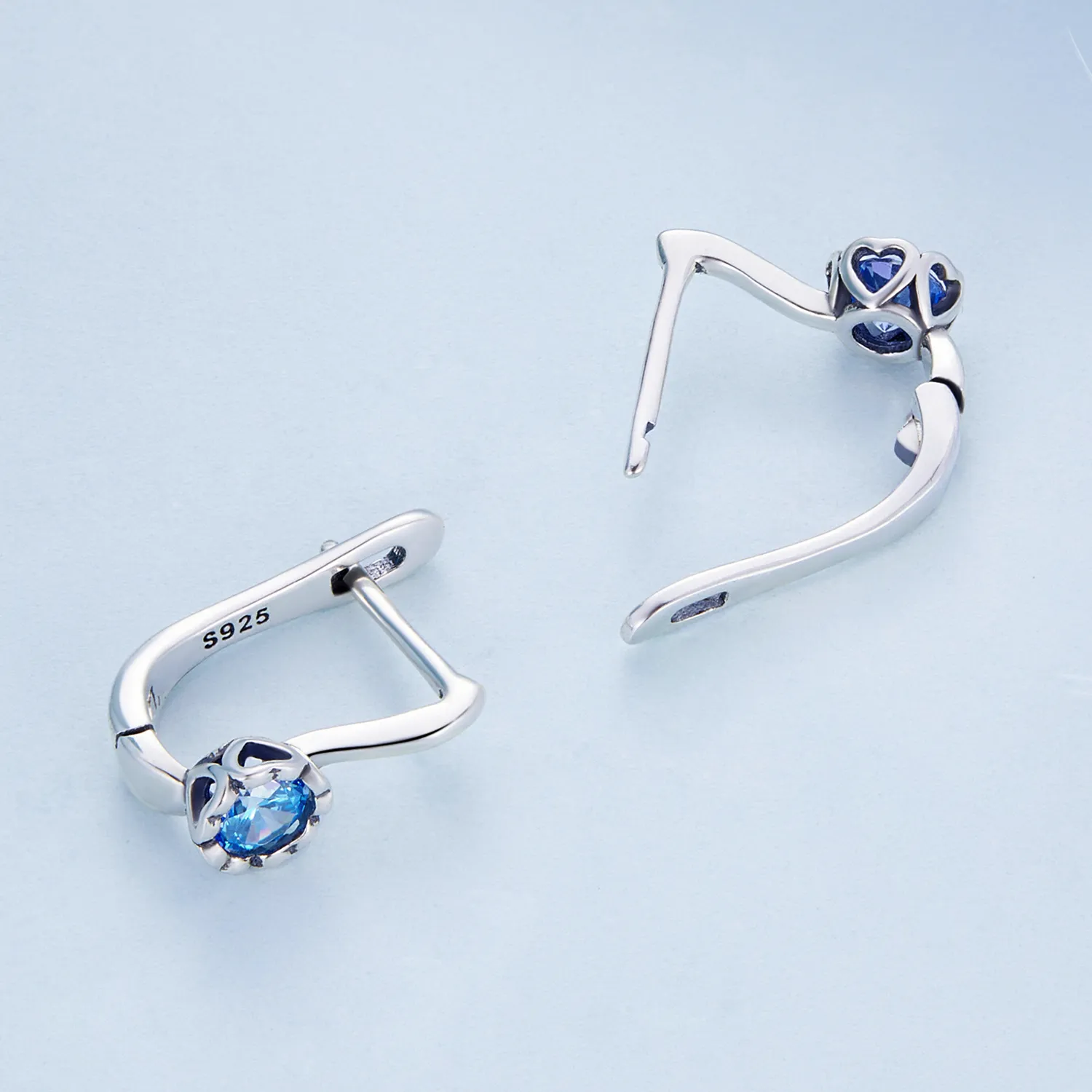 Pandora Style Simple Blue Zirconium Hoop øredobber - BSE686