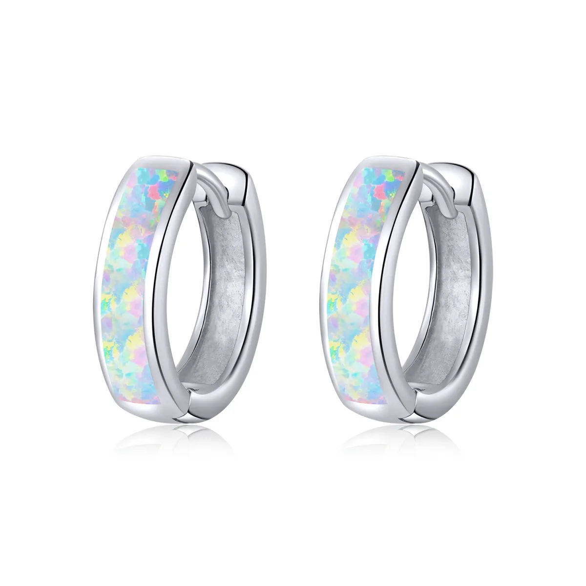 pandora style simple opal hoop øredobber sce861