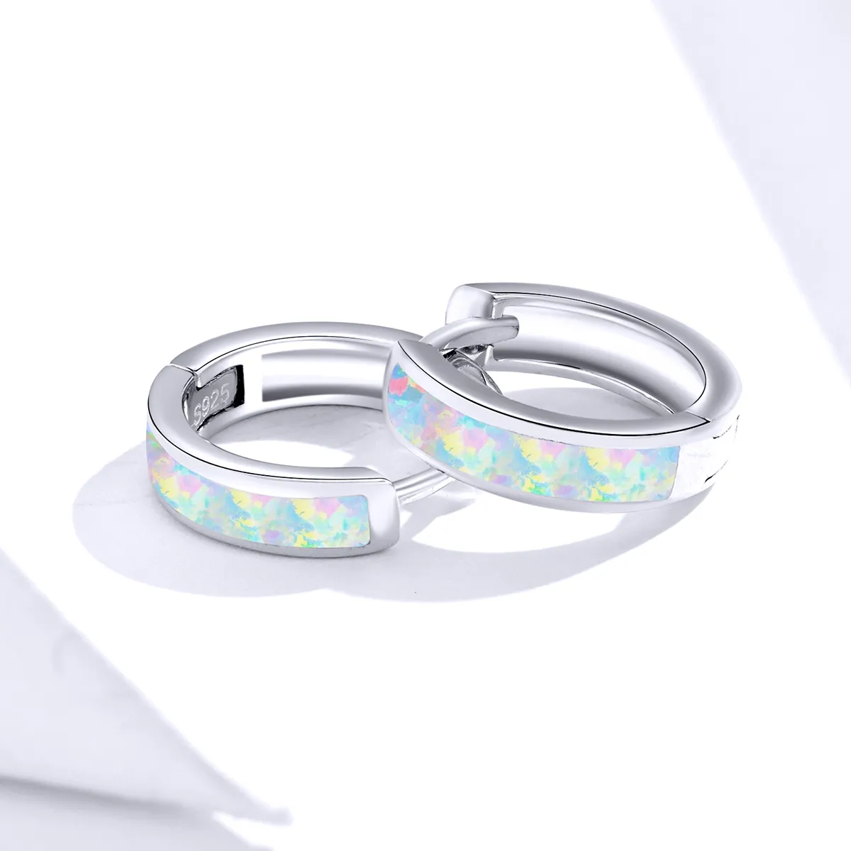 Pandora Style Simple Opal Hoop øredobber - SCE861